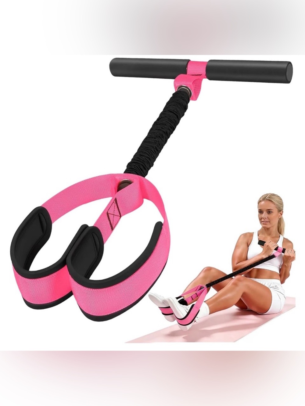 🩷💪🏼 PORTABLE PEDAL RESISTANCE BAND Workout Exerciser - NWT 🏋🏼‍♀️🎀